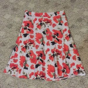 Cato Linen Floral Pattern Full Skirt Midi Modest